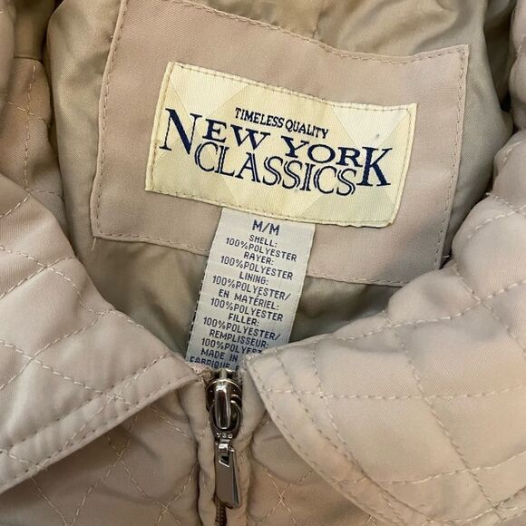 NEW YORK CLASSICS Tan Quilted Zip Up Lightweight Jacket Coat M - Picture 2 of 7